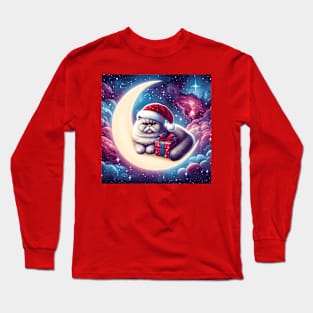 Exotic Shorthair Cat On The Moon Christmas Long Sleeve T-Shirt